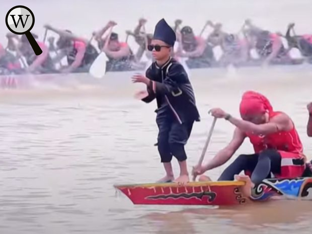Boat Kid Aura Farming in Pacu Jalur Festival